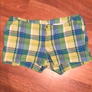 Green and blue plaid shorts Old Navy